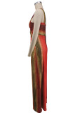Deep V Neck Print Maxi Dress XHXF-472