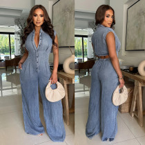 Sleevleess Denim Jumpsuit LX-8603