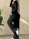 Solid Color Long Sleeve Pants Loungewear Suit YH-9020