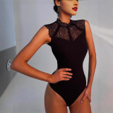Knits Lace Patchwork Bodysuit GXRF-QC120