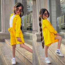 Kids Girls Caual Solid Color Short Suit GYAY-21213