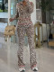 Leopard Print Hooded Pants Suit YH-5364