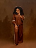 Embroidered Long-Sleeve Shirt Pants Suit GMYU-10107