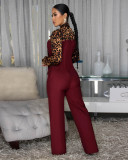 Leopard Print Tie Up Jumpsuit OSM-4494