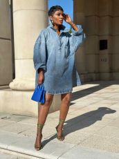 Loose Gradient Denim Mini Dress GYLN-8040