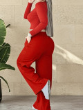 Solid Color Long Sleeve Pants Loungewear Suit YH-9020
