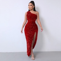 Sleeveless Sequin Maxi Dress GXRF-QC085