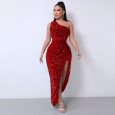 Sleeveless Sequin Maxi Dress GXRF-QC085