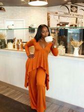 V Neck Irregular Two Piece Pants Set YS-2508