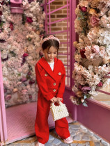 Kids Girls Solid Blazer Two Piece Pants Set GYAY-8139