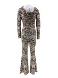 Leopard Print Hooded Pants Suit YH-5364