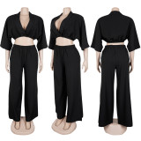 Solid Color Half Sleeve Pant Suit GTYZ-7589