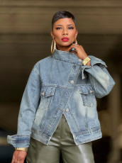 Stand Collar Denim Jackets GYLN-8755