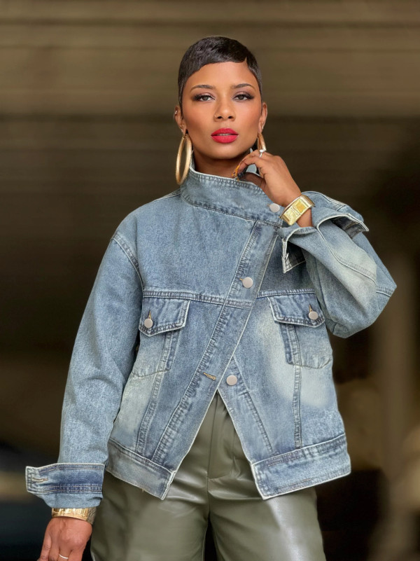 Stand Collar Denim Jackets GYLN-8755