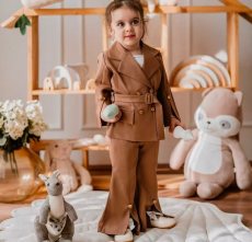 Kids Girls Belt Split Blazer Pants Suit GYAY-8141