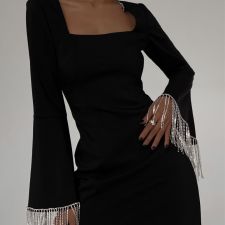 Backless Tassel Flare Sleeve Mini Dress GXRF-QC100