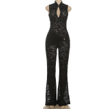 Lace Patchwork Sleeveless Jumpsuit XEF-K25Q83091