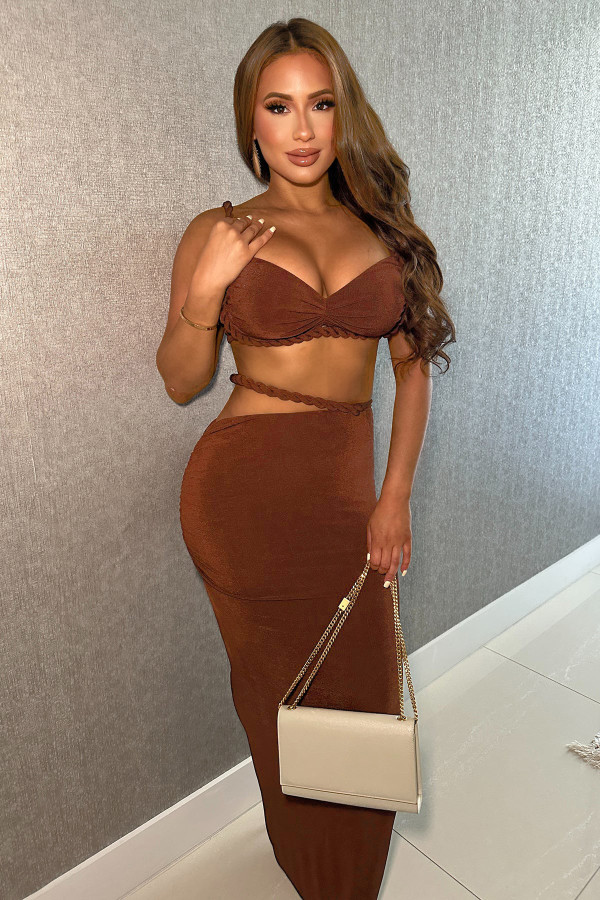 Solid Color Wrap Chest Two Piece Skirt Set GTYZ-7584