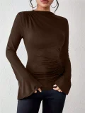 Flare Sleeve Solid Color T Shirt GZYF-1170