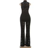 Lace Patchwork Sleeveless Jumpsuit XEF-K25Q83091