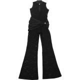 Lace Patchwork Sleeveless Jumpsuit XEF-K25Q83091