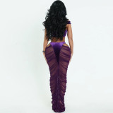 Patchwork See Through Two Piece Skirts Set XEF-K25S84905
