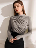 Pleated Solid Color T Shirt GZYF-1076