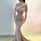 Solid Color Ruched Maxi Dress XEF-K25D81894