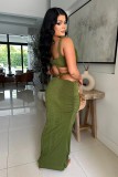 Solid Color Wrap Chest Two Piece Skirt Set GTYZ-7584