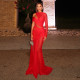 Single Shoulder Long Sleeve Maxi Dress XEF-K25D82042