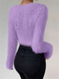Solid Color V Neck Sweater GZYF-1105