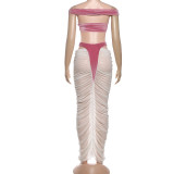 Patchwork See Through Two Piece Skirts Set XEF-K25S84905