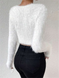 Solid Color V Neck Sweater GZYF-1105