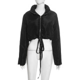 Zipper Drawstring Cotton-padded Jacket MXBF-J25TP285