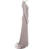 Solid Color Ruched Maxi Dress XEF-K25D81894