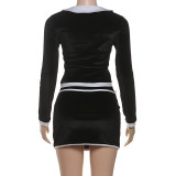 Bow Tie Long Sleeve Two Piece Skirts Set XEF-K25S83442