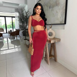 Solid Color Wrap Chest Two Piece Skirt Set GTYZ-7584