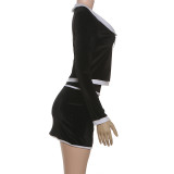 Bow Tie Long Sleeve Two Piece Skirts Set XEF-K25S83442