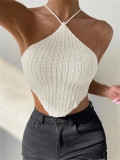 Tie Up Halterneck Backless Knits Tank Tops GZYF-1009