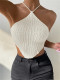 Tie Up Halterneck Backless Knits Tank Tops GZYF-1009