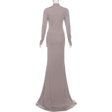 Solid Color Ruched Maxi Dress XEF-K25D81894