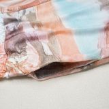 Casual Print Ruched  Sling Tops Pants Suit GTYZ-7588