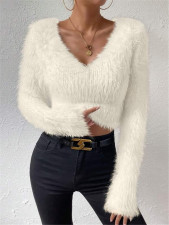 Solid Color V Neck Sweater GZYF-1105
