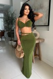 Solid Color Wrap Chest Two Piece Skirt Set GTYZ-7584