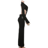 Deep V Neck Hollow Out Maxi Dress XEF-K25D83857