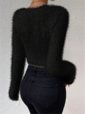 Solid Color V Neck Sweater GZYF-1105
