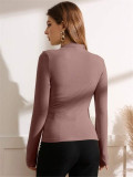 Pleated Solid Color T Shirt GZYF-1076