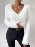 Solid Color V Neck Sweater GZYF-1105