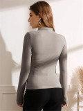Pleated Solid Color T Shirt GZYF-1076