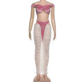 Patchwork See Through Two Piece Skirts Set XEF-K25S84905